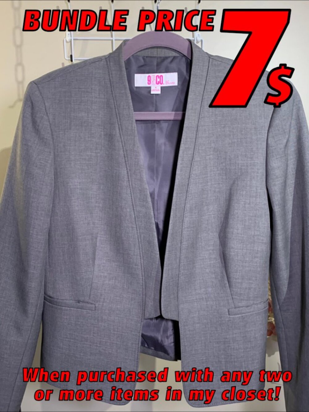9&Co. Grey Business Chic Jacket Size 4
